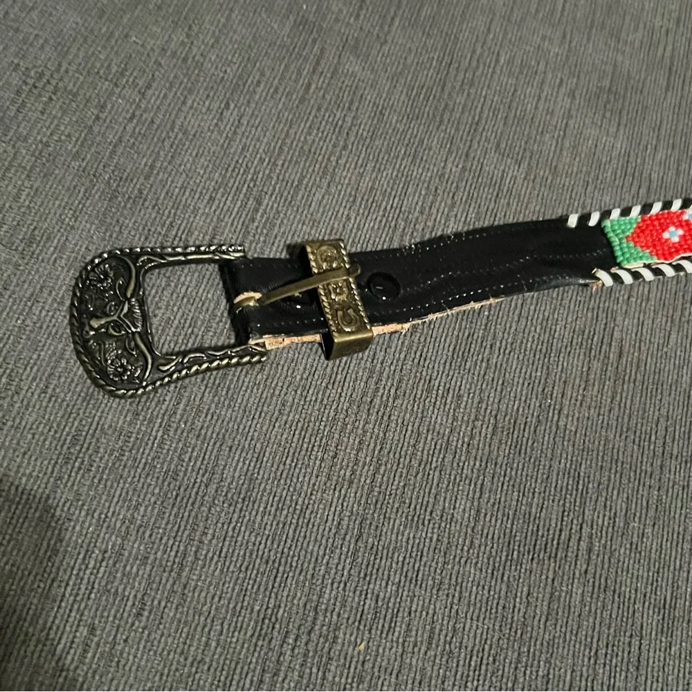 Vintage Seed Beaded Thunderbird Multicolor Native Southwest Belt / Hatband